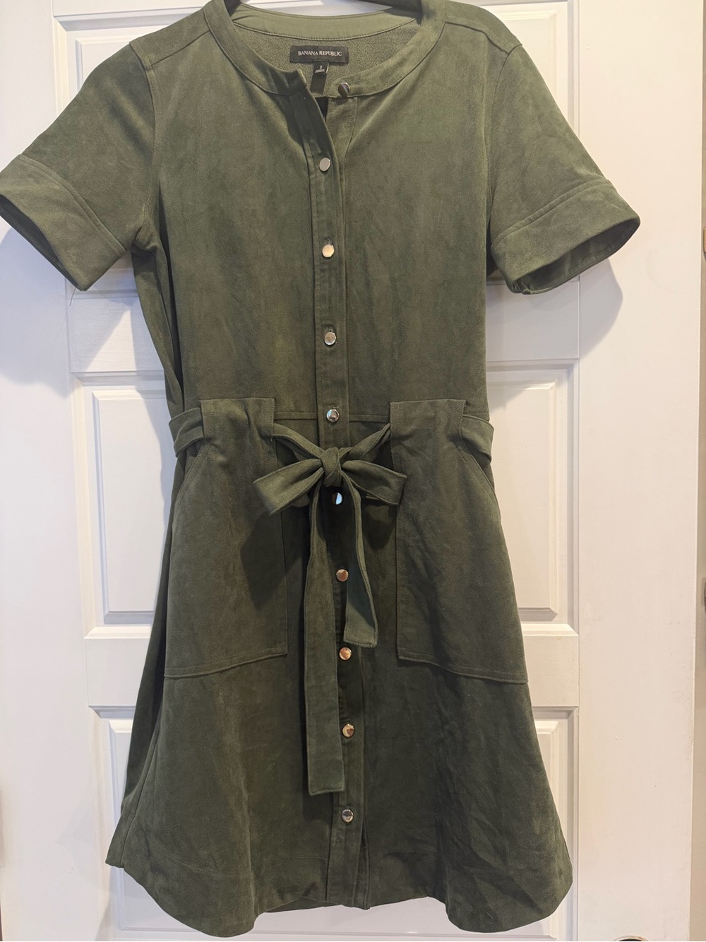 Banana Republic Olive Green Vegan Suede Dress-Sz 2